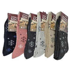 NEW! - Women's Lamb Wool Crew Socks, Warm Winter Heavy Duty Boot, 6 Pairs